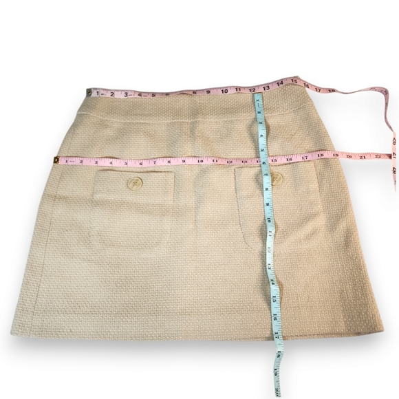 Vivienne Tam Beige Wool Textured A-Line Mini Skirt with Button Pockets Size 8 - Picture 4 of 12
